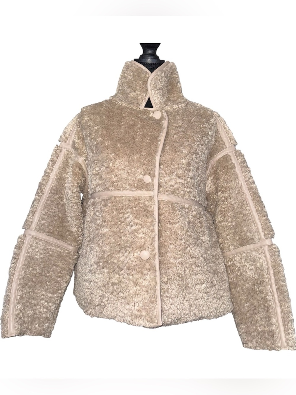 a.n.a. A New Approach NWT Faux Fur Shearling Midweight Coat Womens S Latte Beige